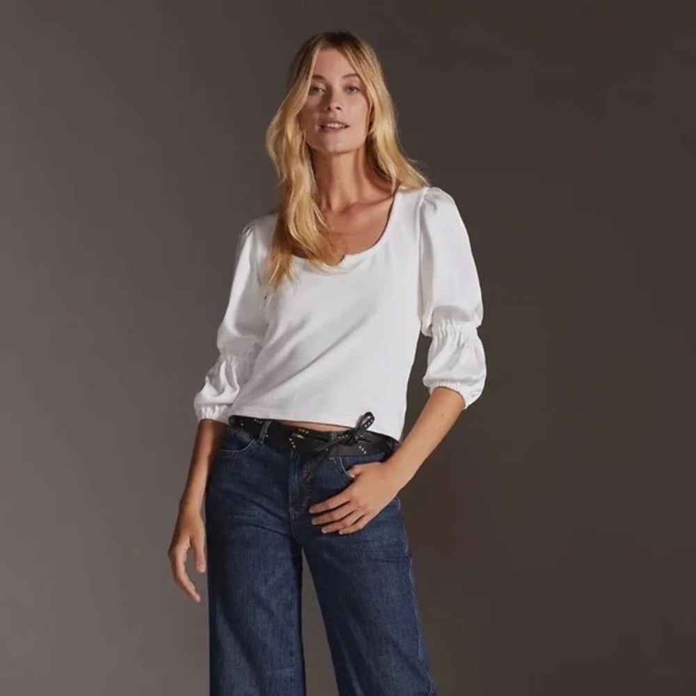 Anthropologie Cream Textured Top